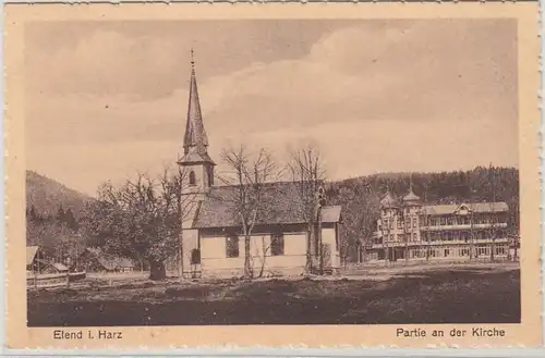 43730 Ak Elend im Harz Partie an der Kirche 1926