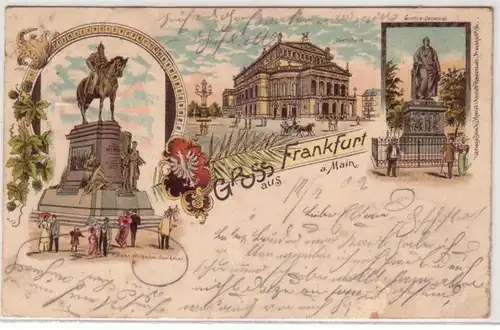 43690 Ak Lithographie Salutation de Francfort sur le Main 1902