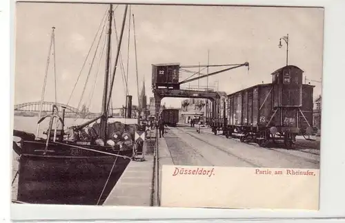 43643 Ak Düsseldorf Partie am Rheinffer vers 1910