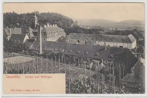 43554 Ak Seusslitz Kirche und Rittergut 1912