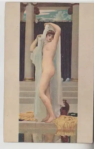 43552 Ak érotique "Le bain de la psyché" Dame nue avec voile, acte de femme vers 1910