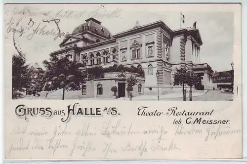 43532 Ak Gruß aus Halle a.S. Theater Restaurant 1906