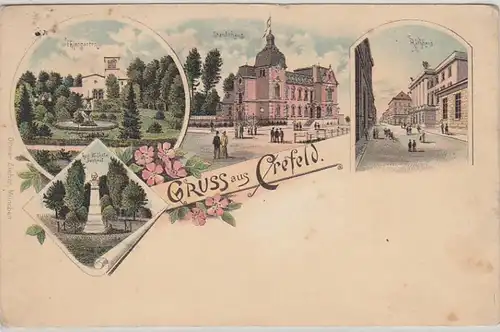 43489 Ak Lithographie Gruss aus Crefeld um 1900