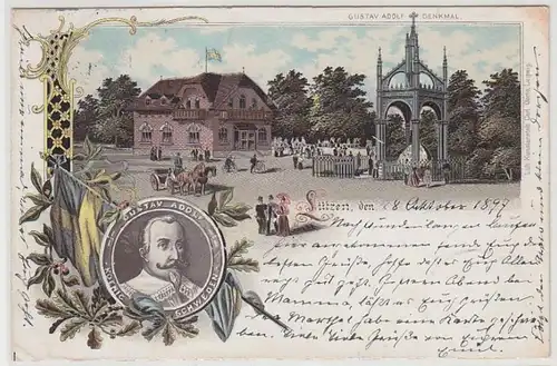 43480 Ak Lithographie Lütten Gustav Adolf Monument 1897