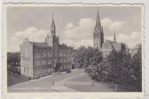 43446 Ak Bitterfeld Hôtel de ville et église de la ville 1940