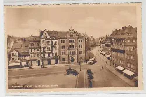 43436 Ak Mittweida Markt mit Rochlitzerstraße um 1930