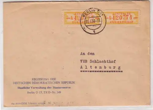 43403 DDR Brief Zentraler Kurierdienst an den Schlachthof Altenburg 1958