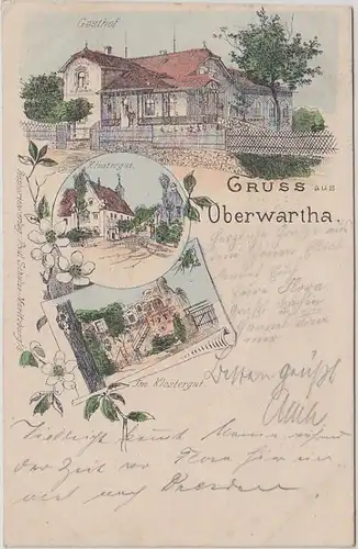 43373 Ak Lithographie Gruß aus Oberwartha 1909