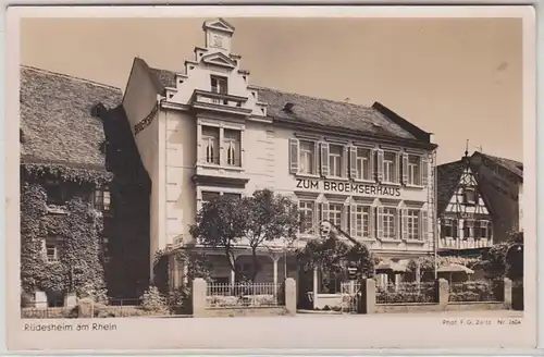 43313 Ak Rüdesheim Hostal "Zum Broemserhaus" vers 1940