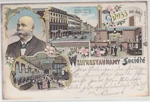 43247 Ak Lithographie Dresden Weltrestaurant um 1900