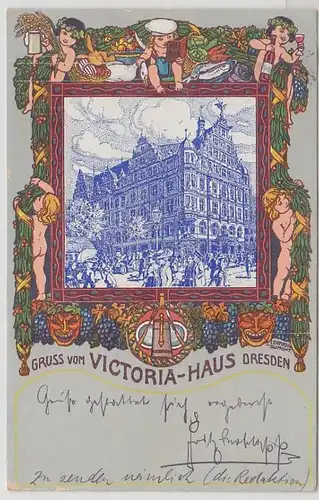 43245 Ak Gruß vom Victoria Haus Dresden 1911