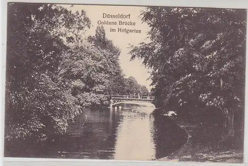 43223 Ak Düsseldorf goldene Brücke im Hofgarten 1908