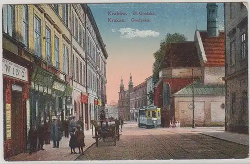 43201 Ak Krakow Cracovie Grodgasse avec tram 1916