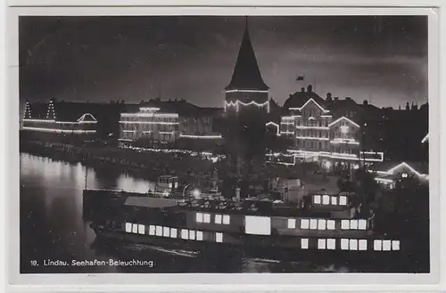 43151 Ak Lindau Seehafen Beleuchtung 1938