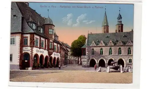 42996 Ak Goslar am Harz Marktplatz mit Rathaus um 1910