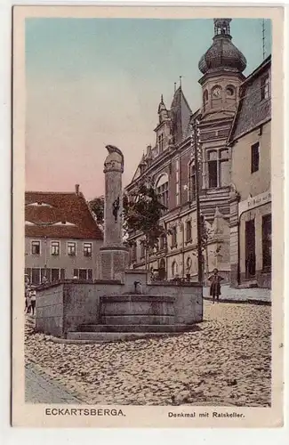 42977 Ak Eckartsberga Denkmal mit Ratskeller um 1910