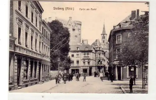 42973 Ak Stolberg Rheinland Partie am Markt um 1910