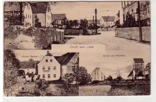 42947 Ak Gruß aus Laas Kirche und Pfarrhaus um 1910