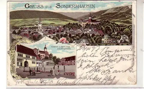 42935 Ak Lithographie Gruss aus Sondershausen 1897