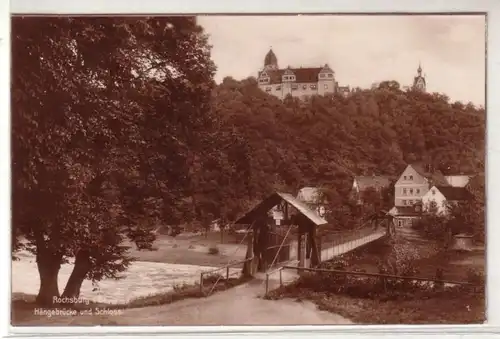 42878 Ak Rochsburg Hängebrücke und Schloss um 1925