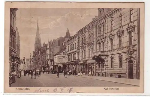 42874 Ak Dortmund Münsterstraße Uhrmacher, Apotheke usw. 1917
