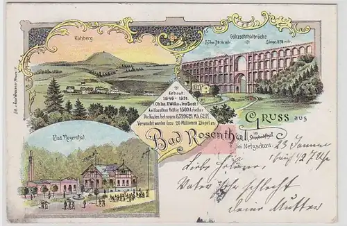 42867 Ak Lithographie Gruß aus Bad Rosenthal 1900