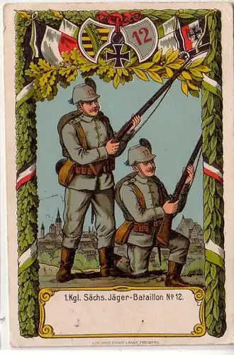 42816 Feldpost Ak Freiberg Jäger Bat. Nr.12, 1916