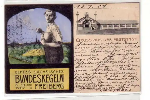 42814 Ak Freiberg 11. sächsisches Bundeskegeln 1908