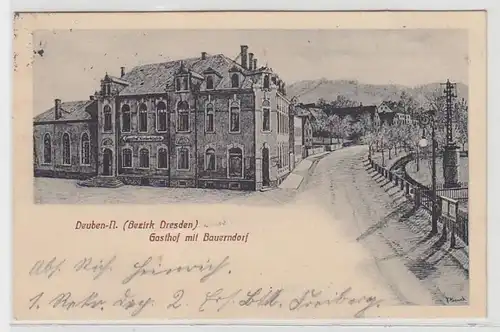 42782 Feldpost Ak Deuben-N. Gasthof mit Bauerndorf 1916