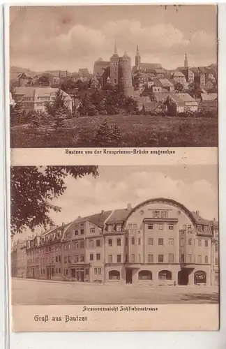 42751 Mehrbild Ak Gruß aus Bautzen Straßenansicht Schliebenstraße 1925