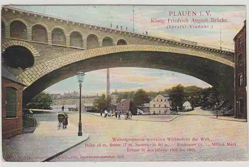 42745 Ak Plauen i.V. König Friedrich August Brücke 1907