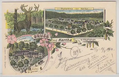 42732 Ak Lithographie Gruß aus Hartha bei Tharandt 1898