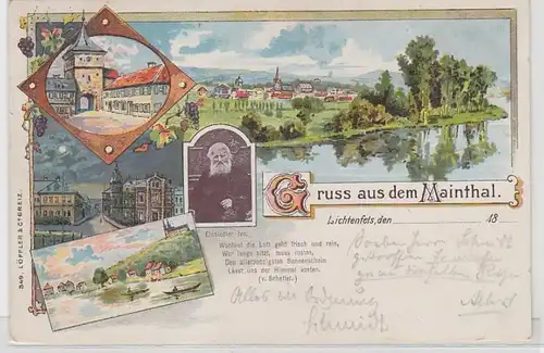 42663 Ak Lithographie Gruß aus dem Mainthal Lichtenfels 1898
