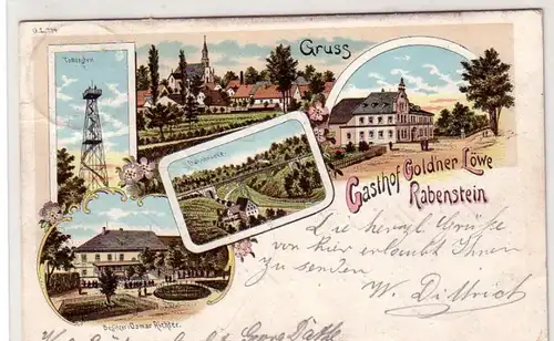 42659 Ak Lithographie Gruß aus Rabenstein Gasthof 1902