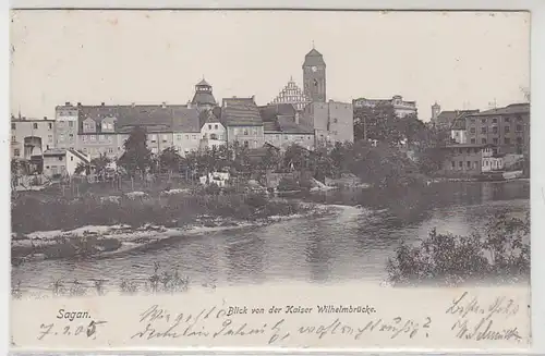 42584 Ak Sagan Blick von der Kaiser Wilhelmbrücke 1905