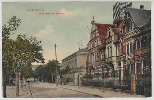 42568 Ak Bitterfeld Lindenstraße und Postamt 1908