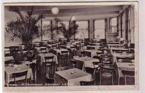 42554 Ak Dessau HO Restaurant "Kornhaus" an der Elbe 1952