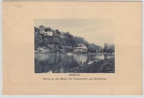 42456 Ak Hameln avec caves rocheuses et maison de bateau 1914