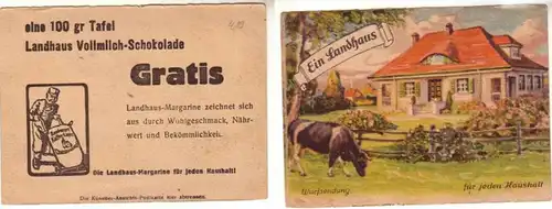 42438 Publicité Carte Maison de campagne Lait entier Chocolat vers 1930