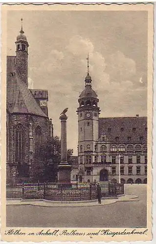 42406 Ak Köthen Anhalt Hôtel de ville Monument aux guerriers vers 1940