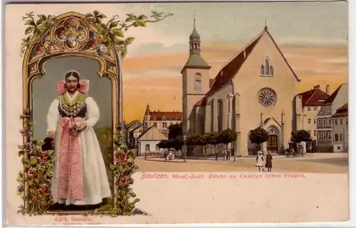 42374 Ak Lithografie Bautzen Wend. Kath. Kirche um 1910