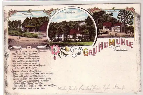 42359 Ak Lithografie Gruss a.d. Grundmühle Wachau 1901