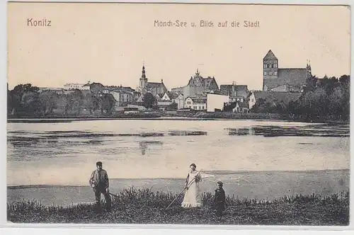 42280 Ak Konitz Mönch-See u. Blick auf die Stadt um 1910