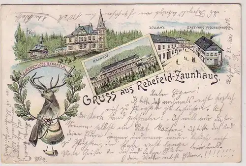 42251 Ak Lithographie Salutation de Rehefeld Zaunhaus 1900