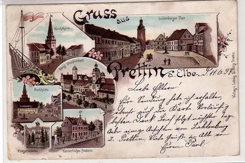 42164 Ak Lithografie Gruss aus Prettin a. Elbe 1897