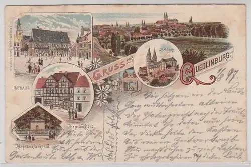42136 Ak Lithografie Gruss aus Quedlinburg 1897