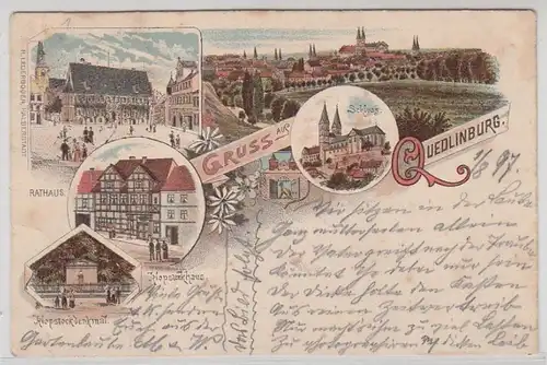 42136 Ak Lithographie Gruss de Quedlinburg 1897