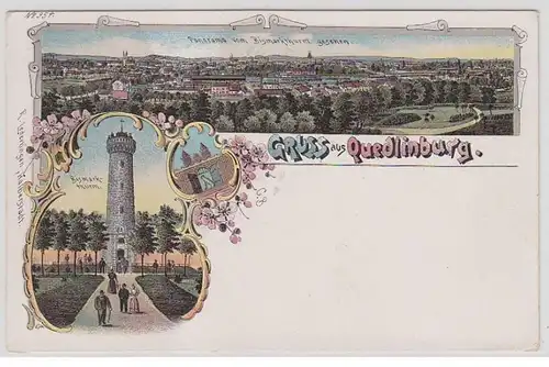 42133 Ak Lithografie Gruss aus Quedlinburg um 1900