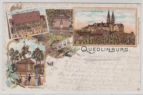 42132 Ak Lithographie Gruss de Quedlinburg 1897