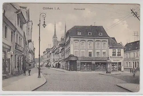 42122 Ak Cöthen Holzmarkt mit Schuhhaus u.a. um 1920